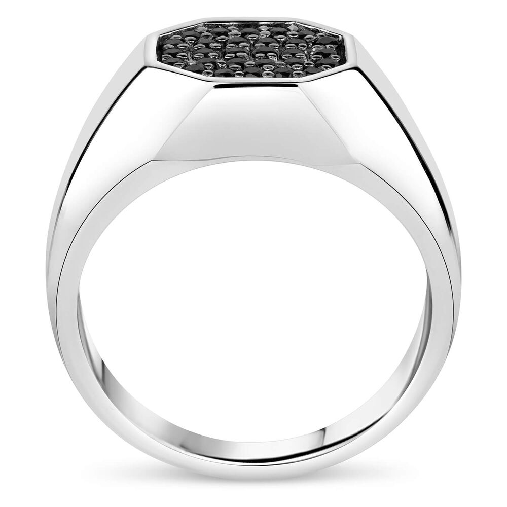Sterling Silver Rhodium Plated 3.7mm Octagonal Men's Ring image number 2