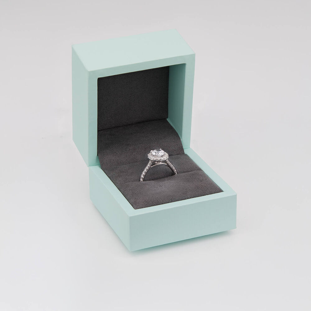 Born Platinum 1.40ct lab Grown Round Halo & Diamond Sides Ring image number 8