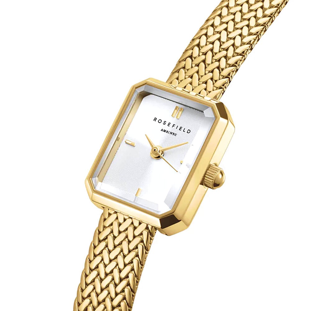 Rosefield Mini 15x18.5mm White Dial Yellow Gold Tone Steel Bracelet Watch