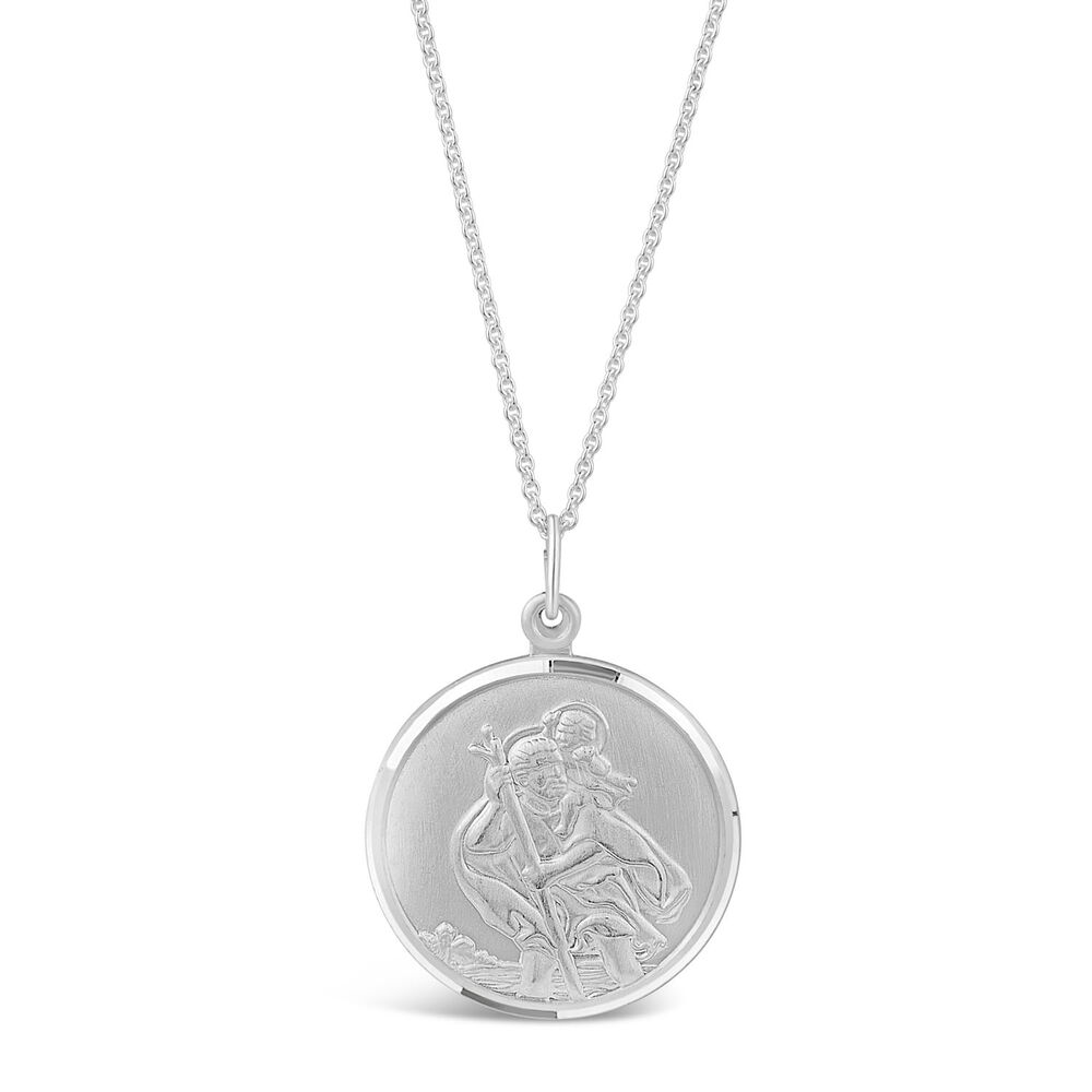 Sterling Silver Large St Christopher Medal (Chain Included)