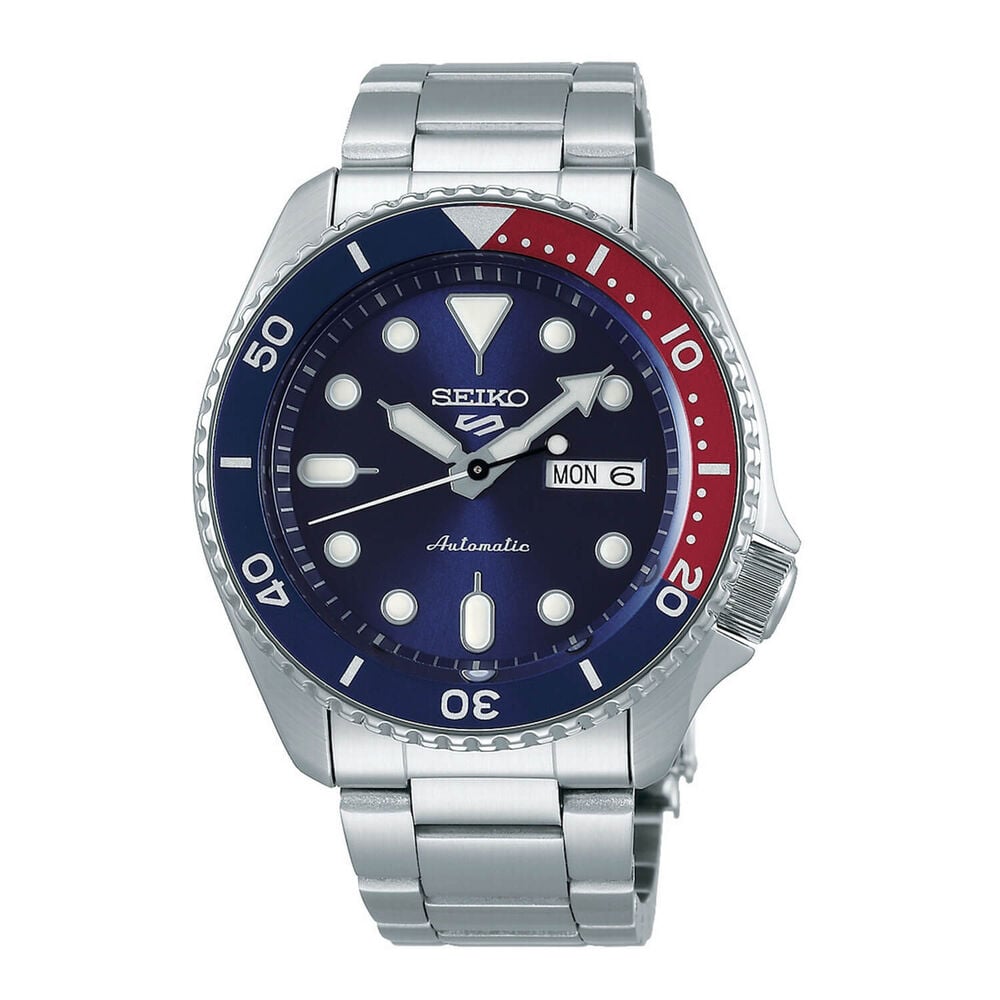 Seiko 5 Sports 42.5mm Blue Dial Steel Bezel Bracelet Watch image number 0