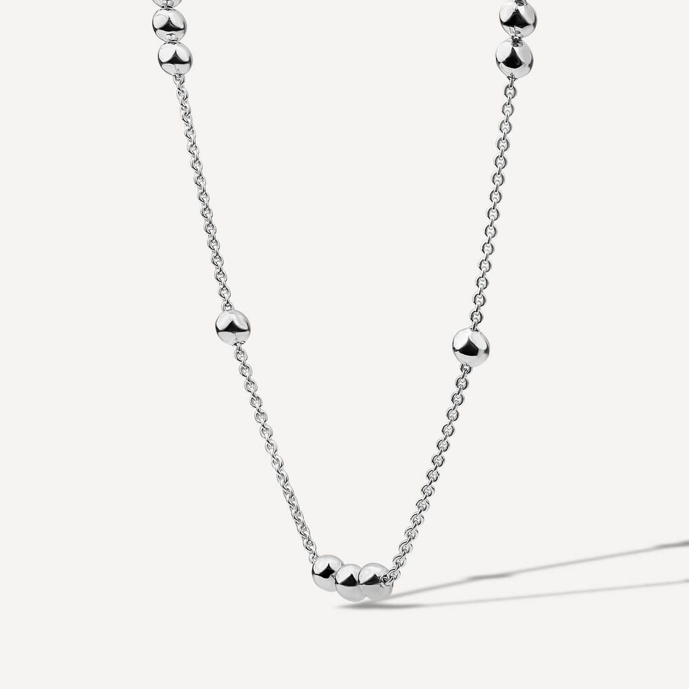 Sterling Silver Stationed Ball Necklet image number 1