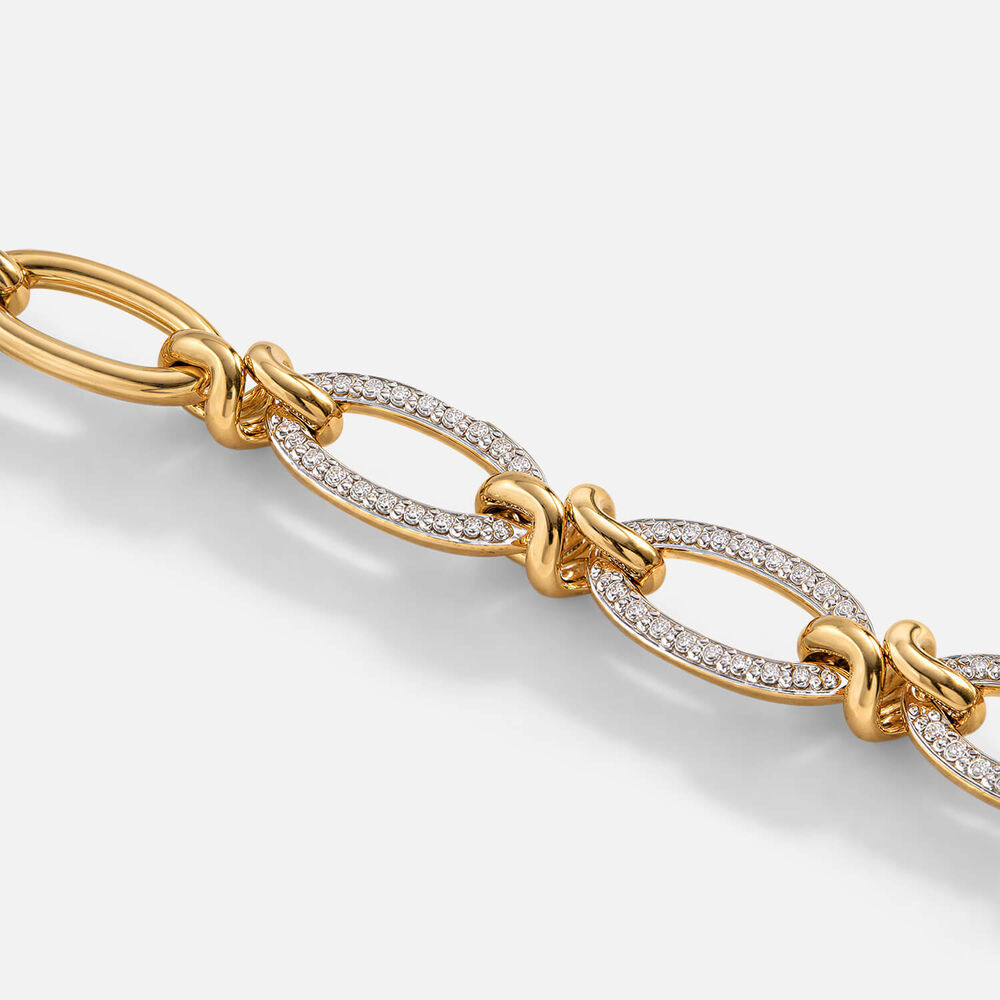 Yellow Gold Plated Vermeil Sterling Silver 0.42ct Lab Grown Diamond Oval Link Bracelet