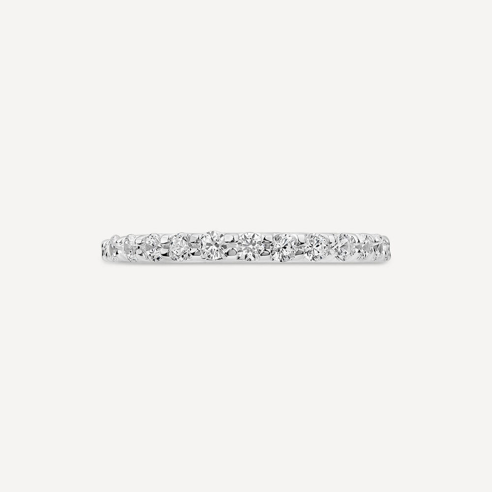 Sterling Silver Cubic Zirconia Set Half Hoop Eternity Ring image number 1