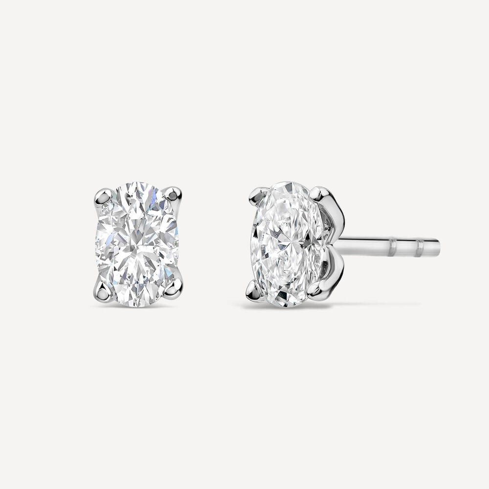 Born 9ct White Gold 0.80ct Lab Grown Oval Diamond Stud Earrings