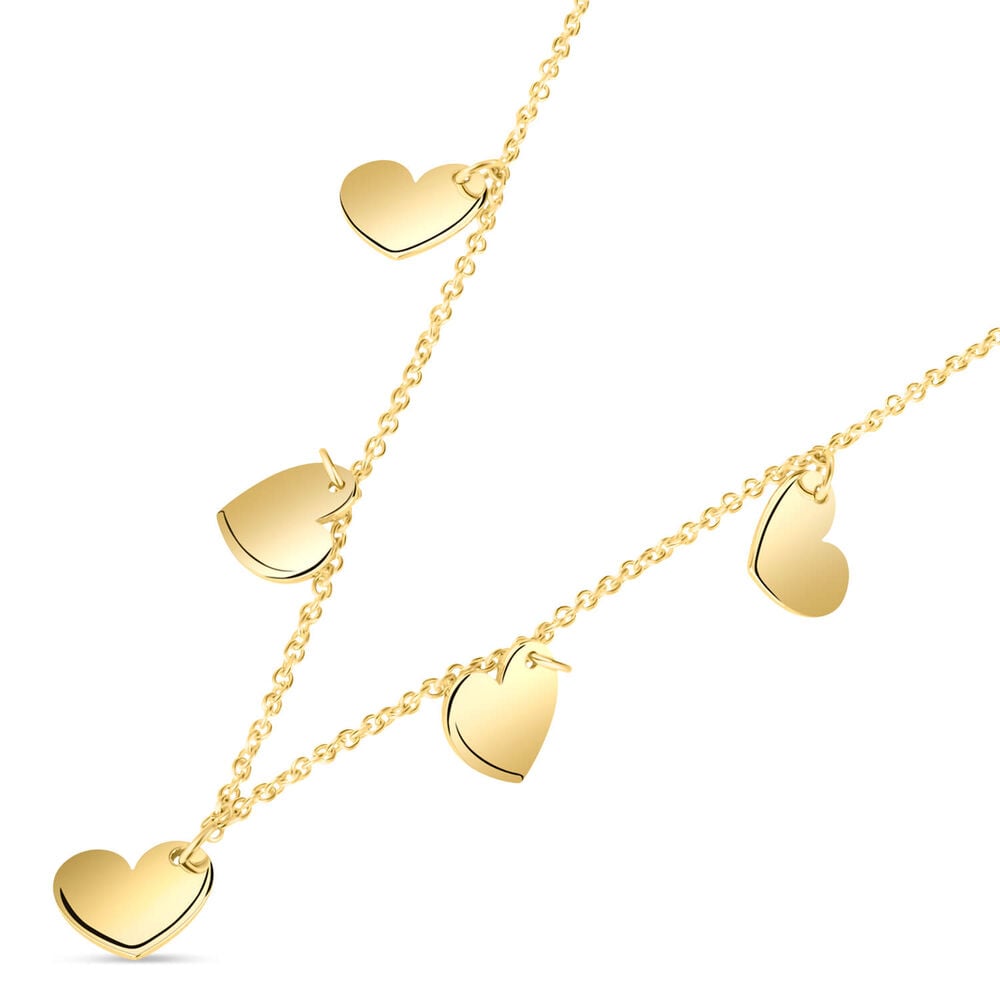 9ct Yellow Gold Heart Droplet Necklet image number 1