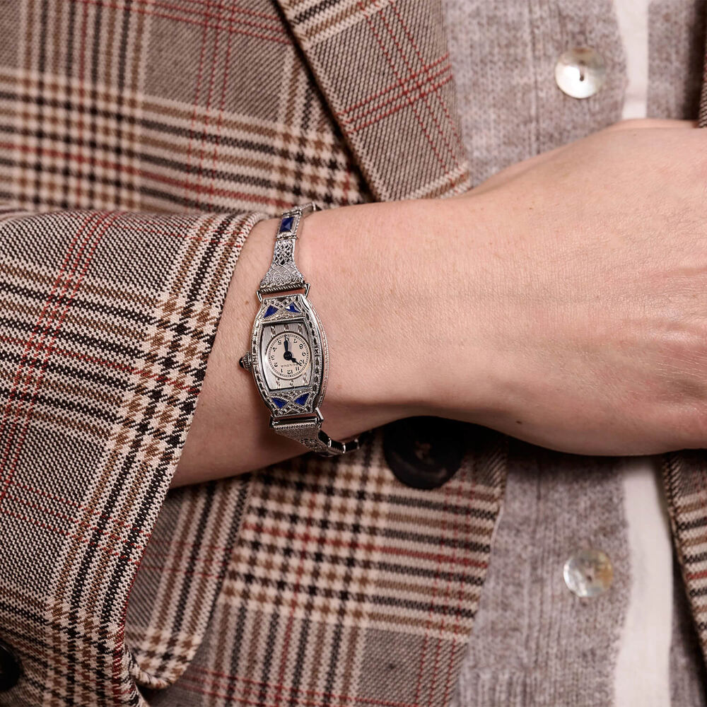 Bulova Heritage Miss America Limited Edition 18.3mm Silver Dial Blue Hands Steel Bracelet Watch image number 5