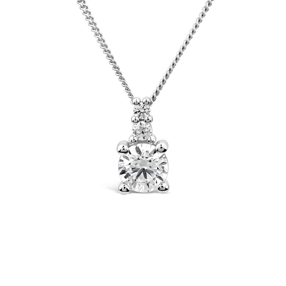 9ct White Gold Round Cubic Zirconia Top Pendant image number 0