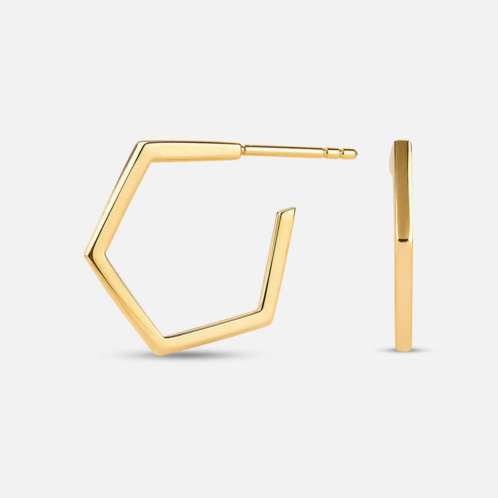 Yellow Gold Plated Sterling Silver 4 Corner Hoop Earrings