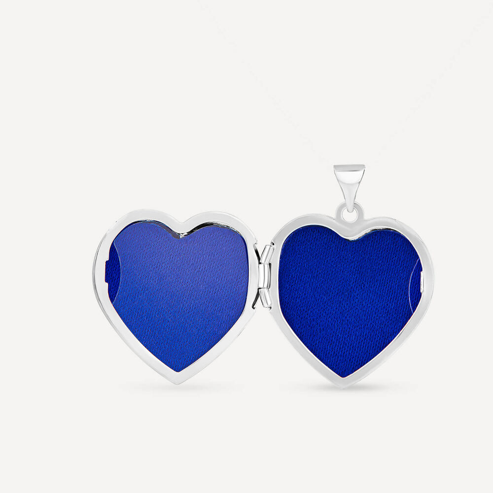 Silver crystal heart locket (Chain Included) image number 1