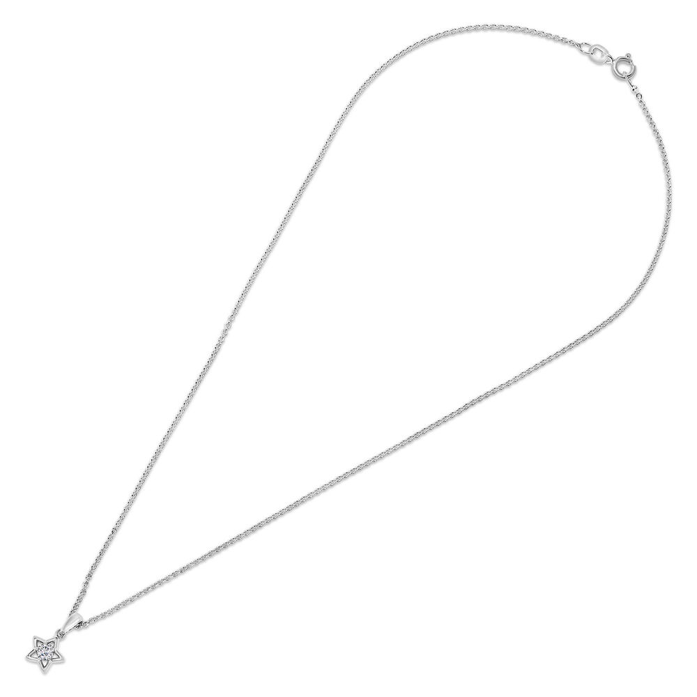 Little Treasure Sterling Silver Cubic Zirconia Open Star Pendant (Chain Included) image number 5