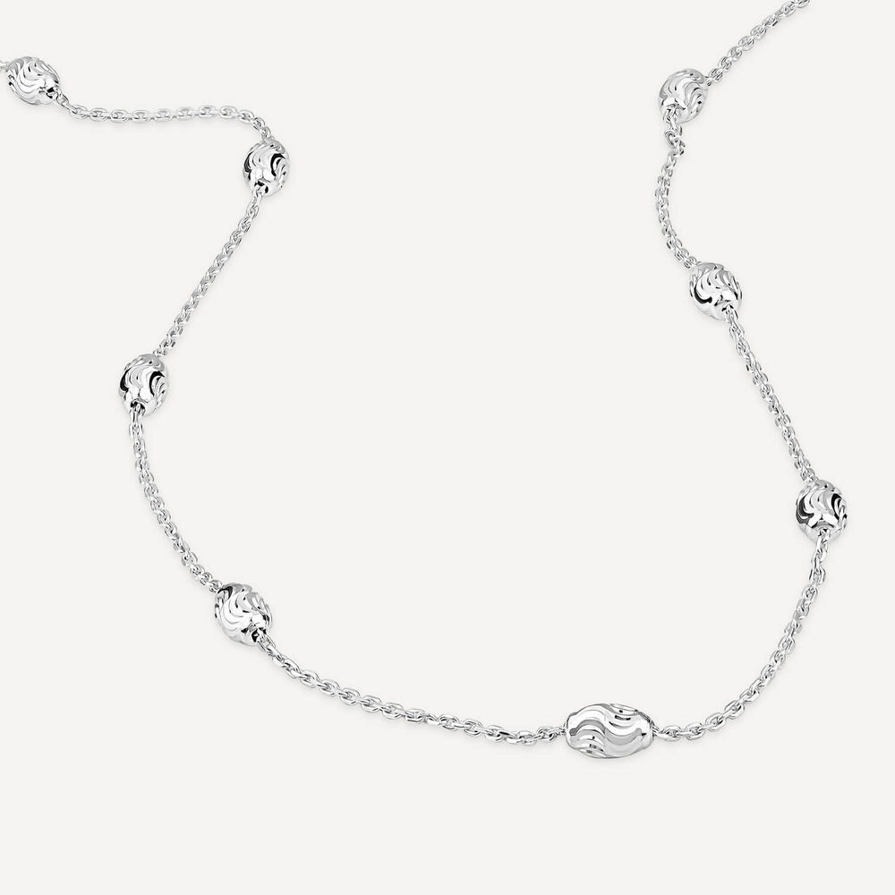 Sterling Silver Bean Trace Chain Necklet image number 3