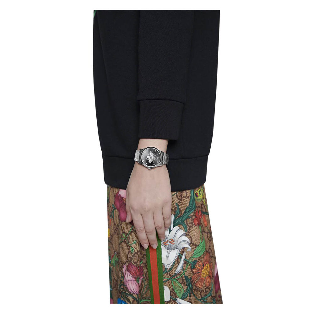 Gucci G-Timeless 38mm Black Dial Steel Bracelet Watch image number 3