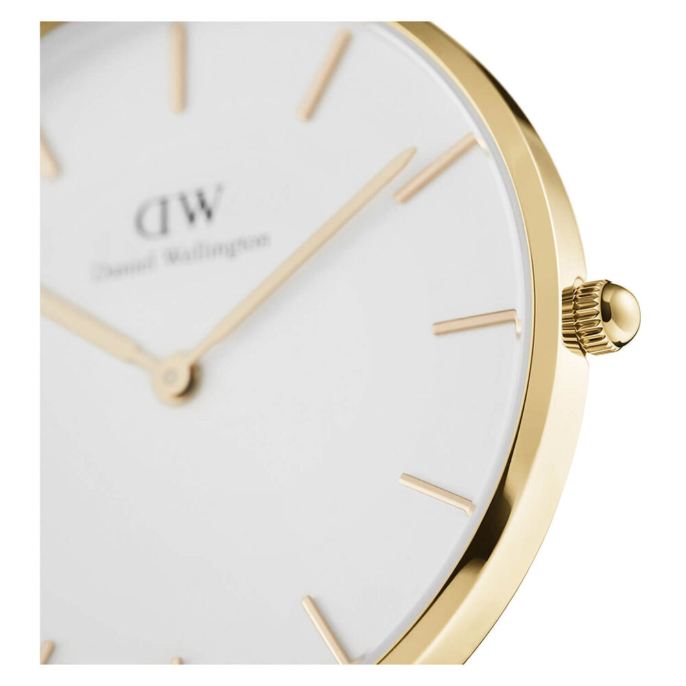 Daniel Wellington Petite Evergold 36mm White Dial Yellow Gold PVD Stainless Steel Mesh Bracelet Watch image number 2