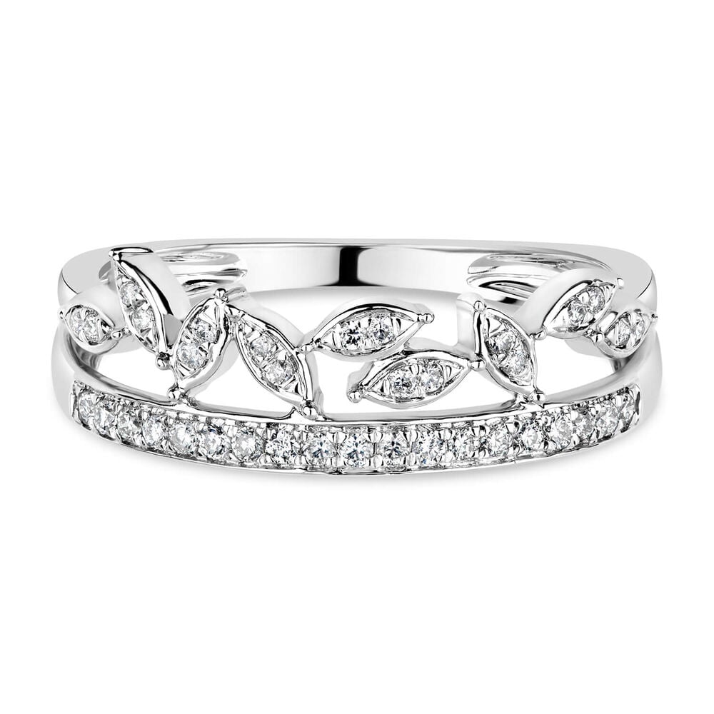 9ct White Gold 0.15ct Diamond Set Ladies' Crown Ring image number 4