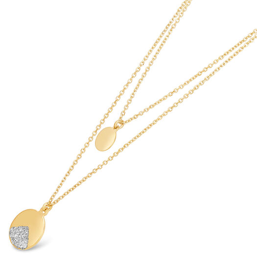 9ct Yellow Gold Disc Double Chain Necklace