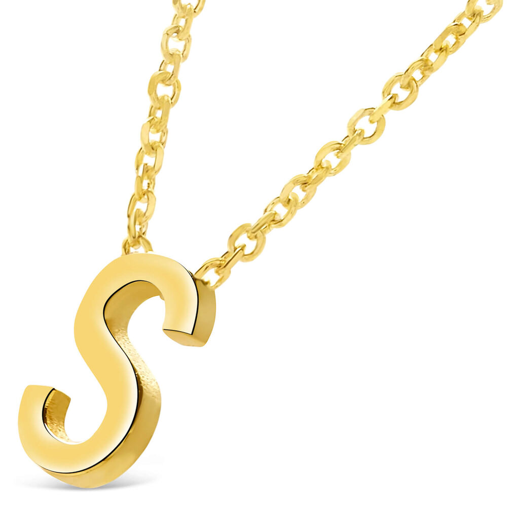 9 Carat Yellow Gold Petite Initial S Necklet (Special Order) (Chain Included)