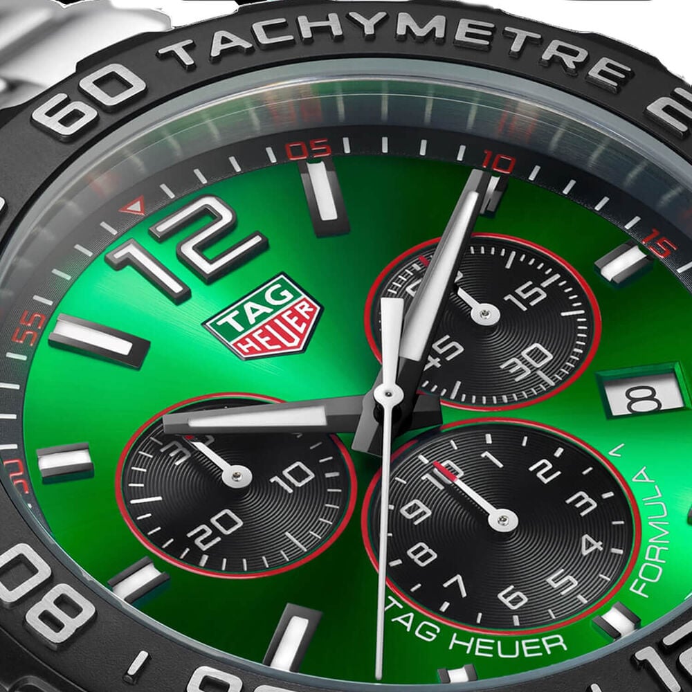 TAG Heuer Formula 1 Quartz Chronograph 43mm Green Dial Stainless Steel Bracelet Watch image number 2