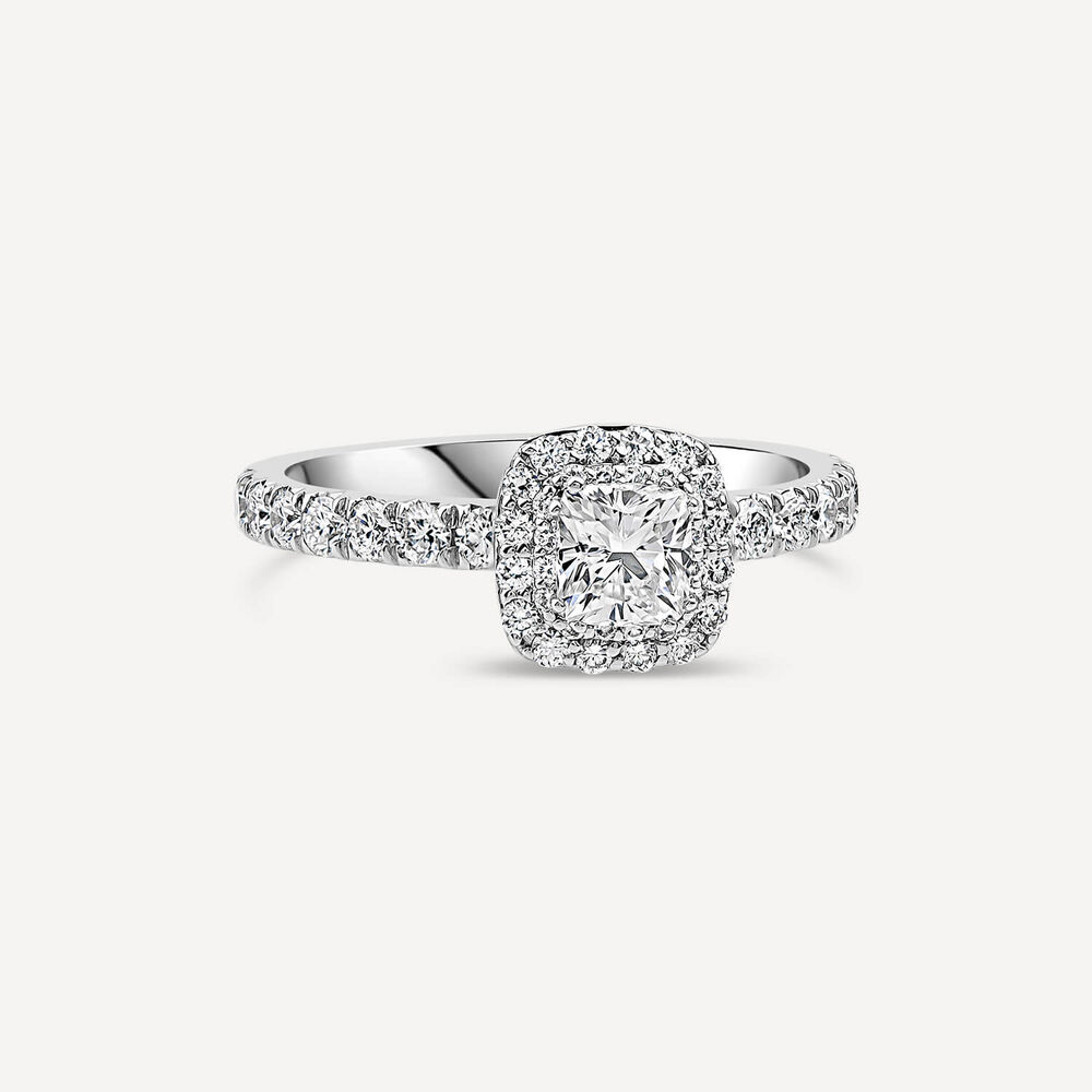 Northern Star 18ct White Gold 1ct Diamond Cushion Halo Ring image number 2