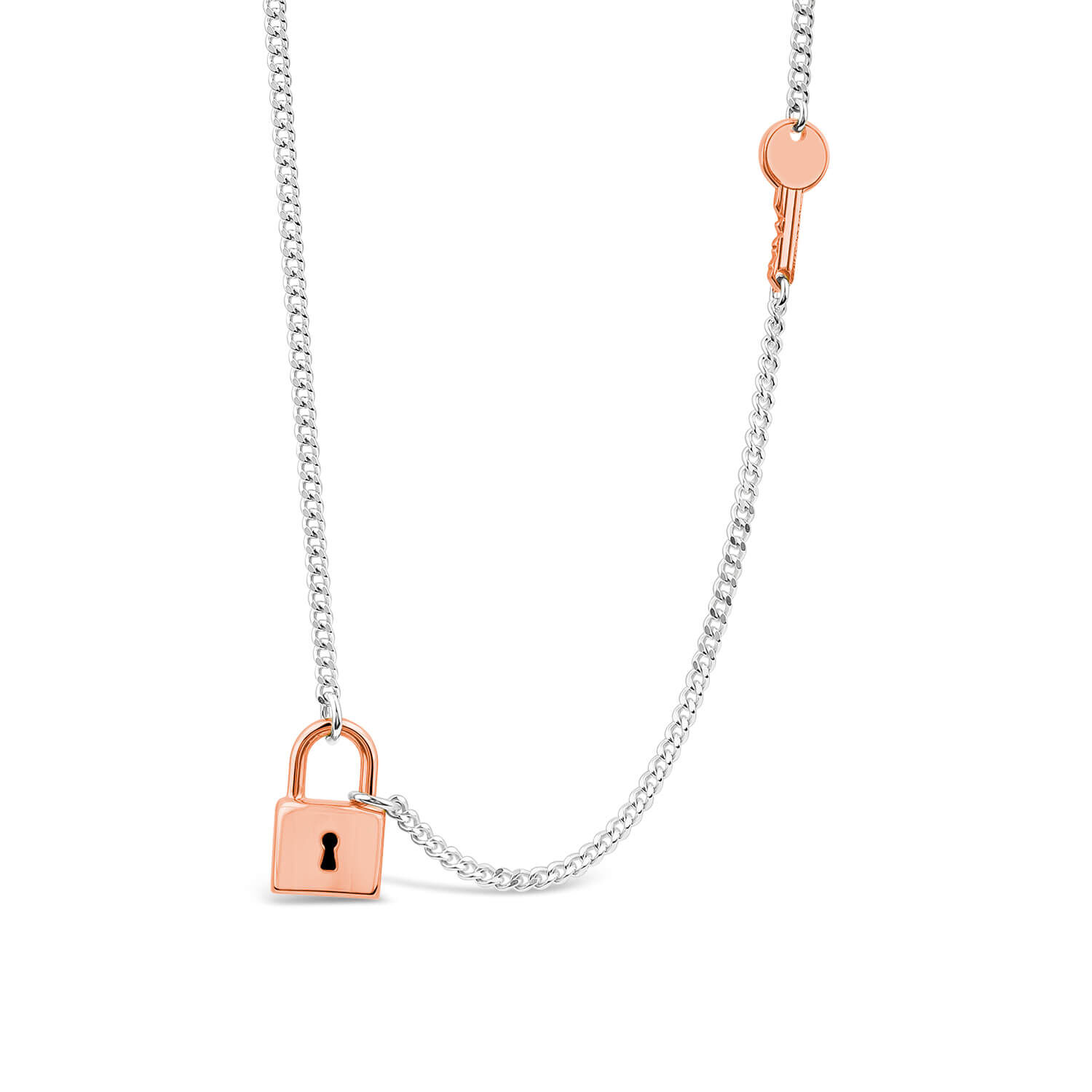 Rose gold lock best sale necklace