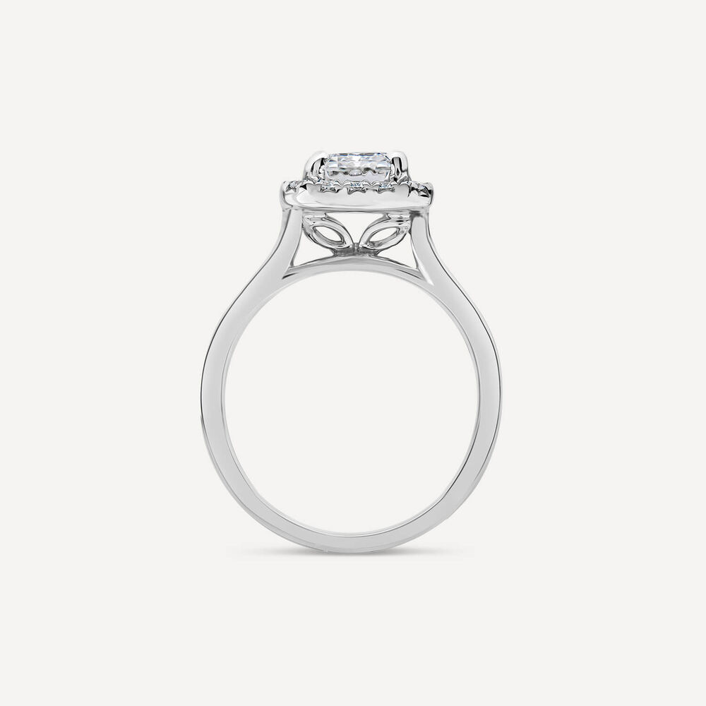 Born Platinum 2.24ct Lab Grown Emerald Cut Halo Diamond Ring image number 1