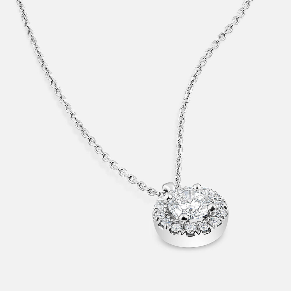 Born 9ct White Gold Lab Grown 0.52ct Halo Diamond Pendant