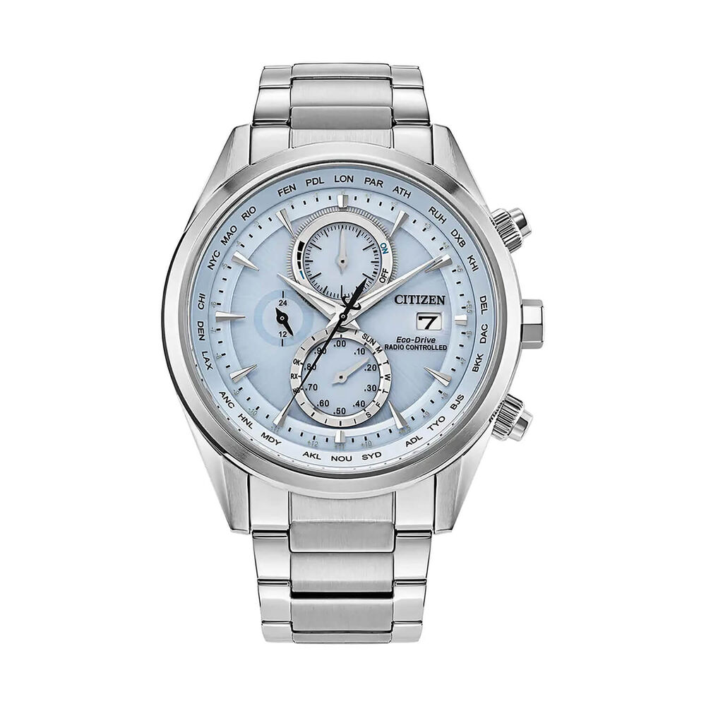 Citizen World Chronograph A.T 43mm Blue Dial Stainless Steel Bracelet Watch image number 0