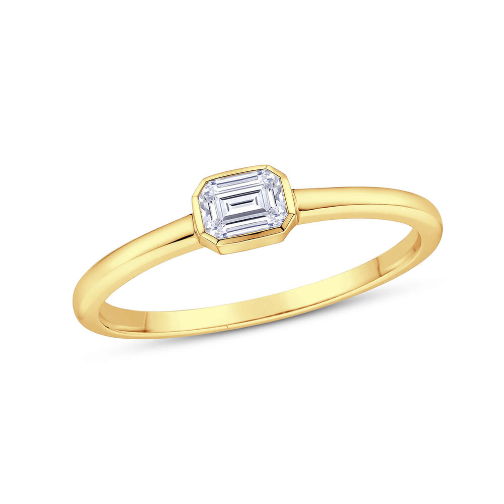 Born Contour 9ct Yellow Gold 0.25ct Emerald Lab Grown Diamond Bezel Set Ring