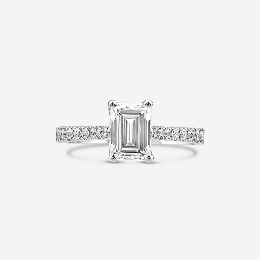 Born Platinum 1.20ct Lab Grown Emerald Cut & Diamond Sides Ring