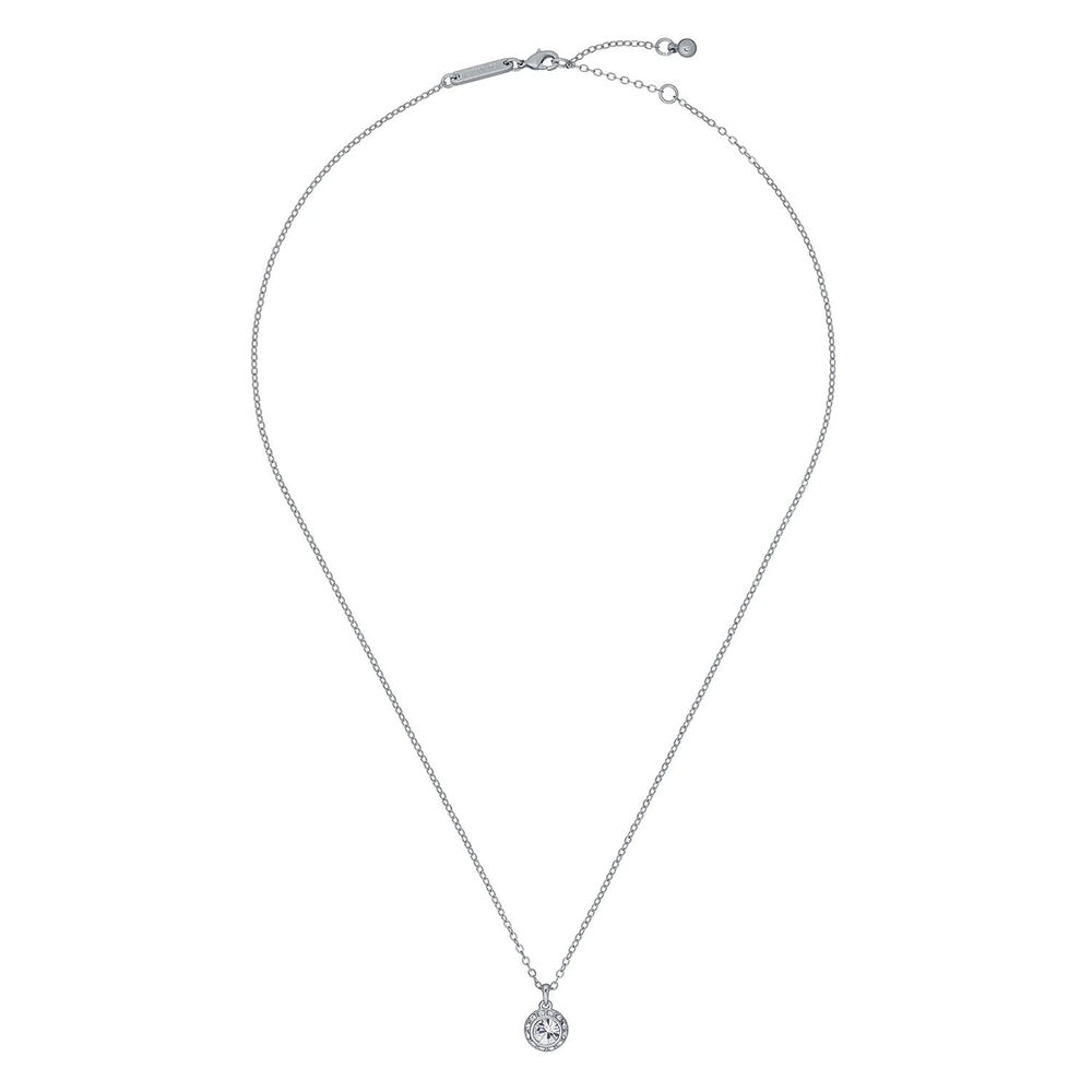 Ted Baker Soltell Silver Plated Solitaire Sparkle Crystal Round Pendant Necklace