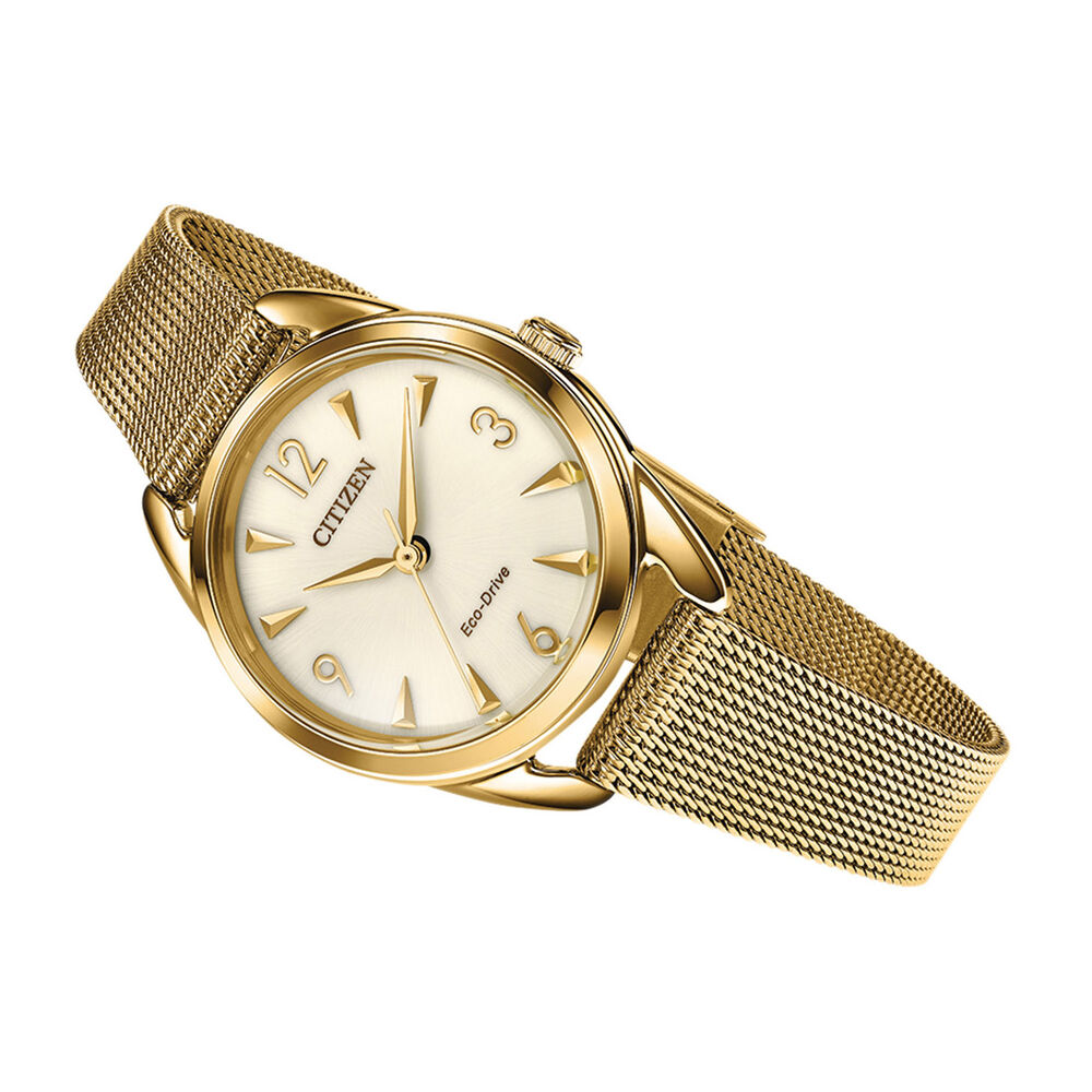 Citizen Eco-Drive Yellow Gold Mesh 27mm Ladies' Watch image number 1