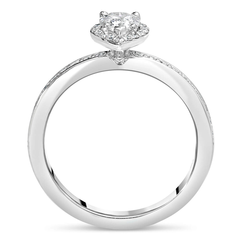 Northern Star 18ct White Gold 0.70ct Diamond Pear Halo & Shoulders Ring image number 3