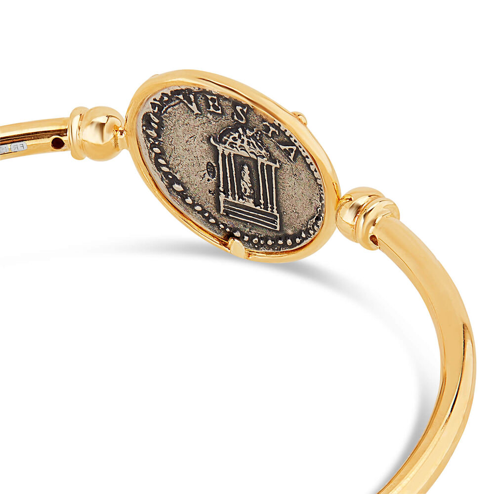 Sterling Silver and Yellow Gold Plated Coin Ladies Bangle image number 2