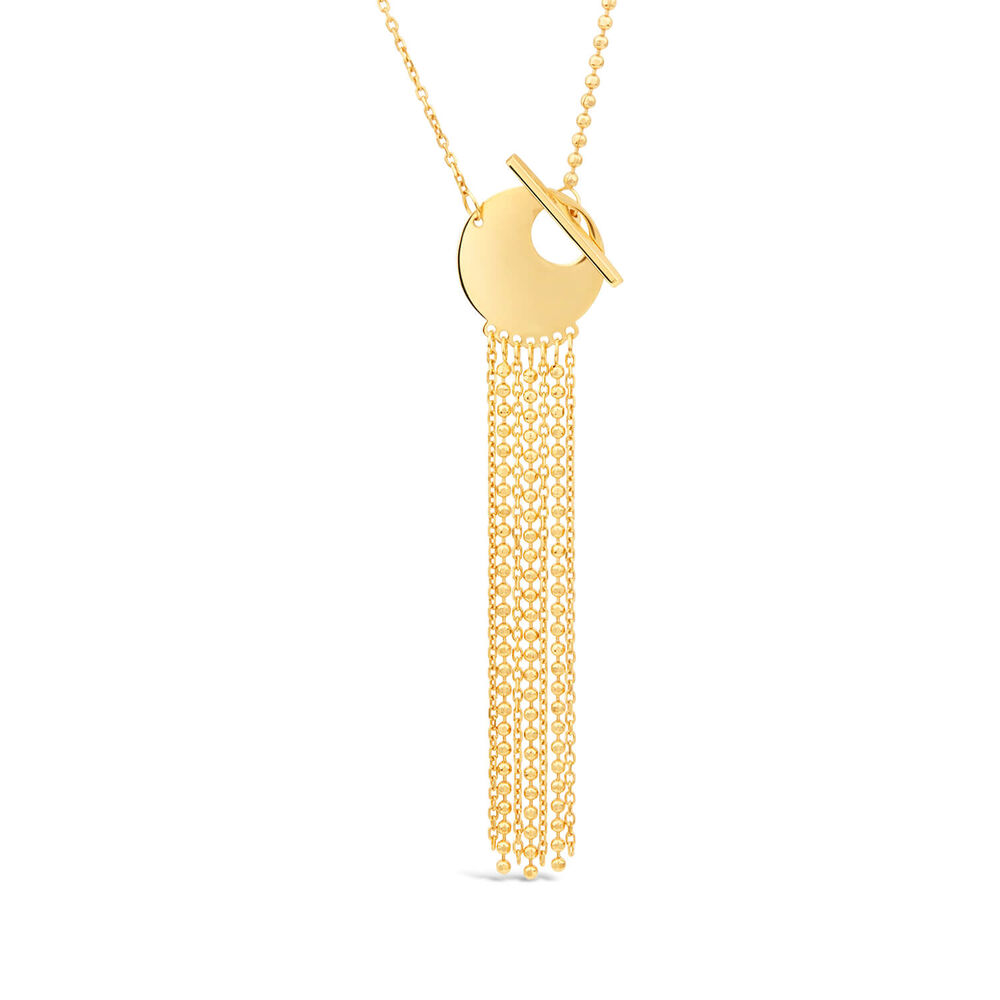 9ct Yellow Gold Disc T-Bar Hanging Chain Necklet image number 0