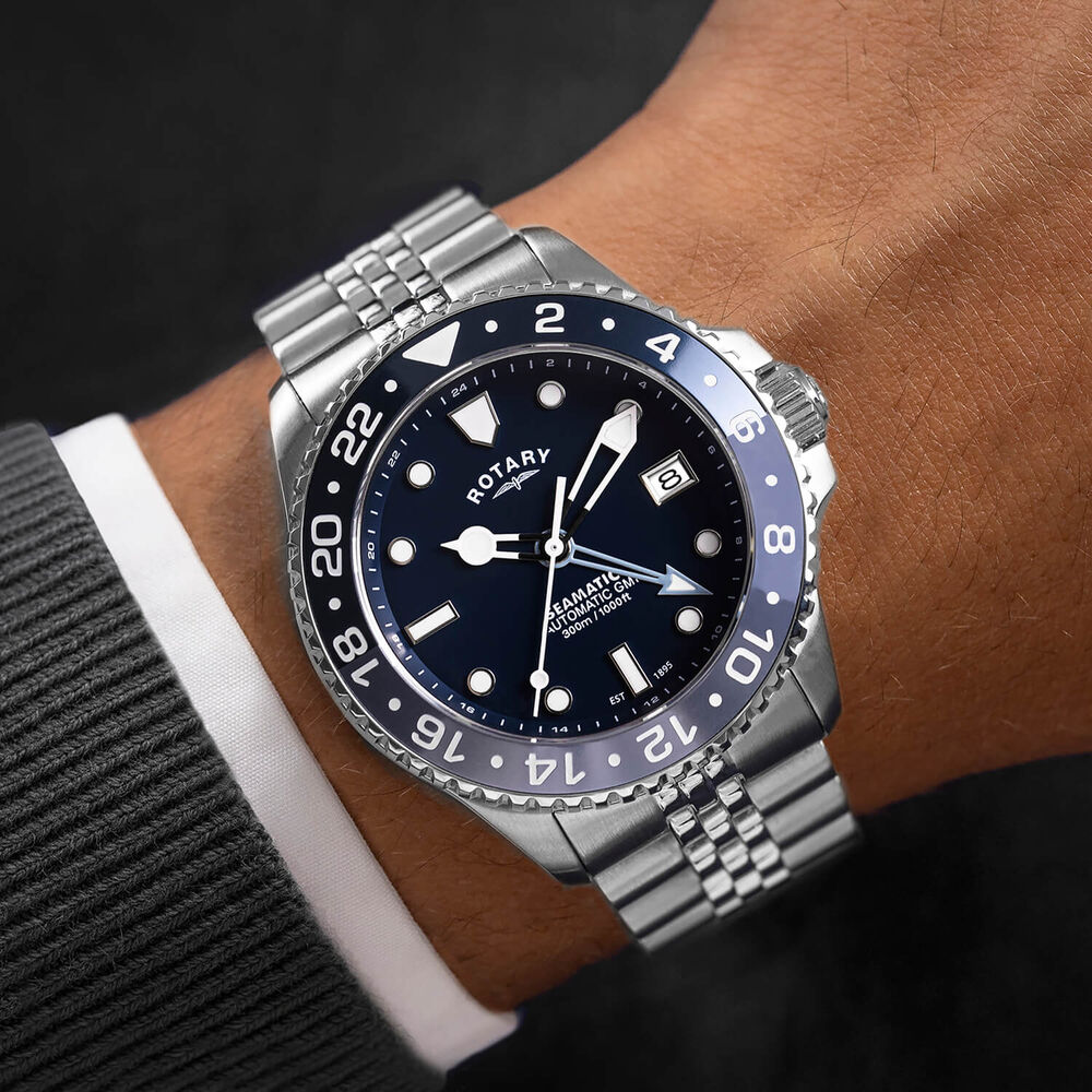 Rotary Seamatic GMT 300M 42mm Blue Dial Stainless Steel Bracelet Watch