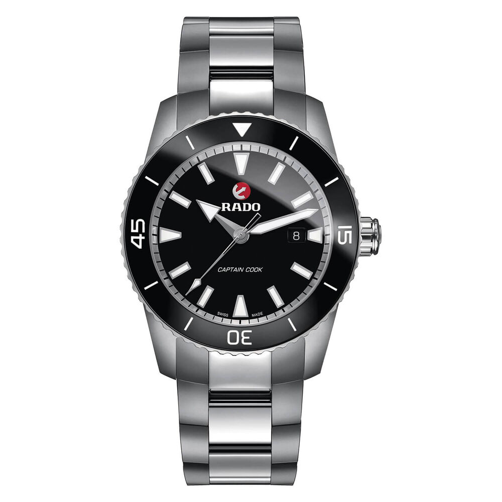 Rado Captain Cook 45MM Black Bezel Steel Ceramic Case Bracelet Watch