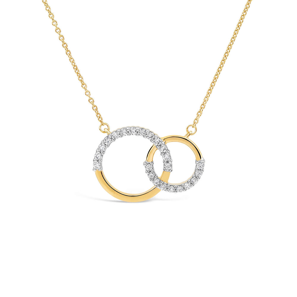 9ct Yellow & White Gold 0.20ct Diamond Double Circle Necklet