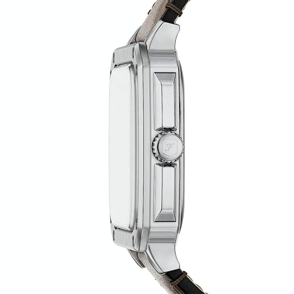 Fossil Crosby 42mm Green Dial Brown Leather Strap Watch image number 2