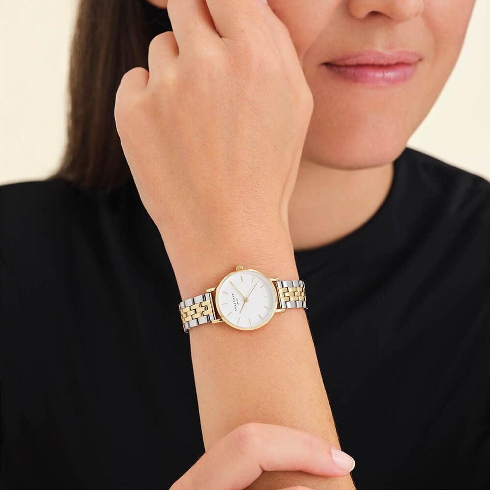 Rosefield Small Edit Duotone 26mm White Dial Rhodium Plated Steel Bracelet Watch