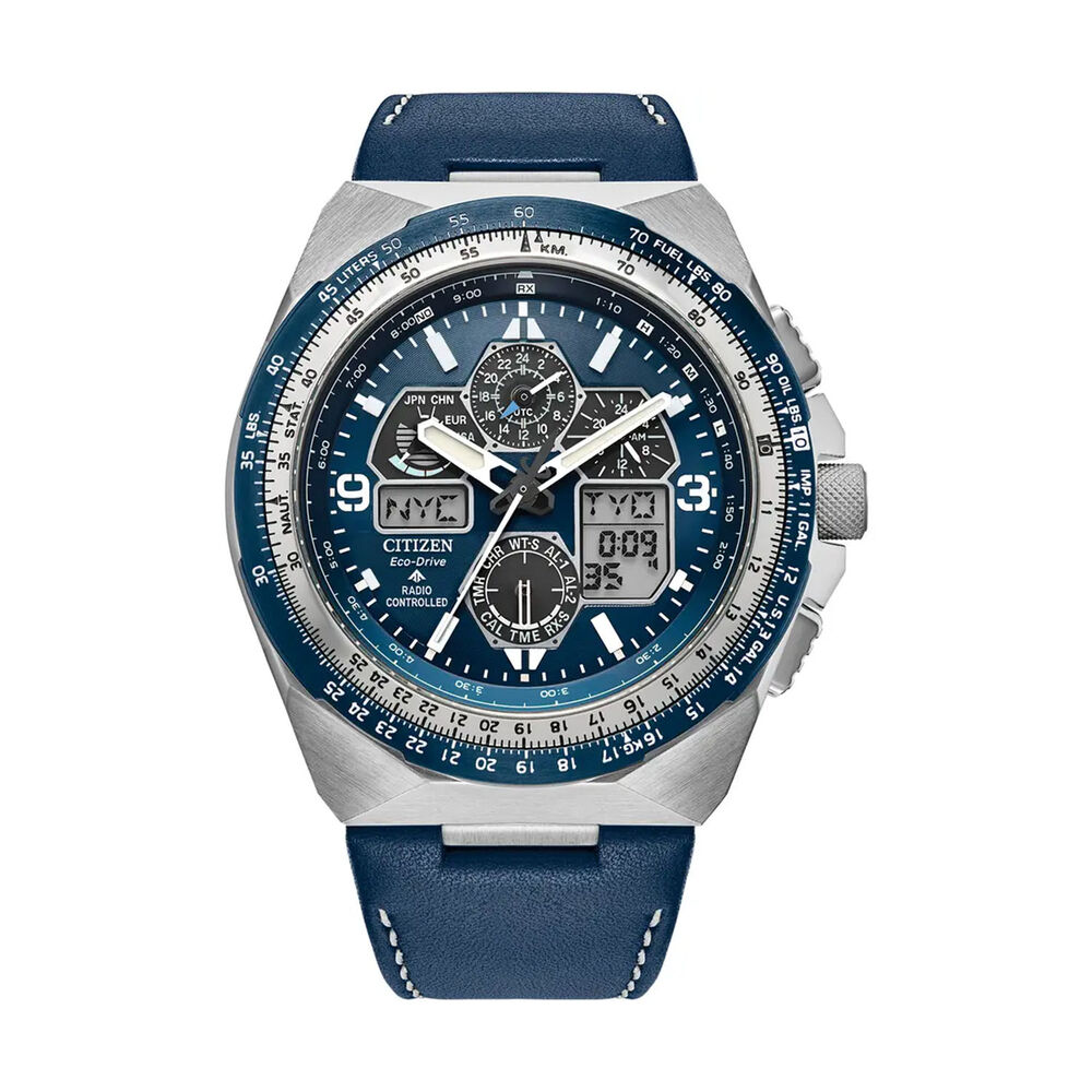 Citizen Promaster Skyhawk A.T 46mm Blue Dial Leather Strap Watch