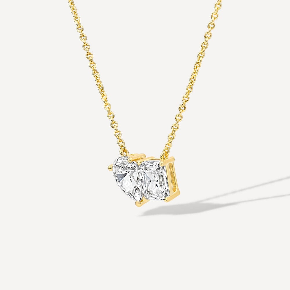 Yellow Gold Plated Sterling Silver Toi Et Moi Cubic Zirconia Pendant image number 1