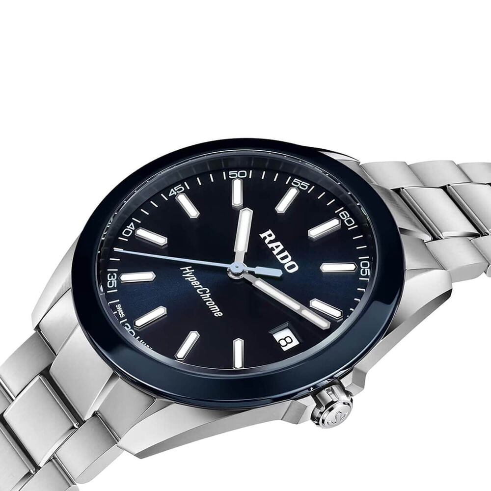 Rado HyperChrome Quartz 41.5mm Dark Blue Dial Steel Bracelet Watch