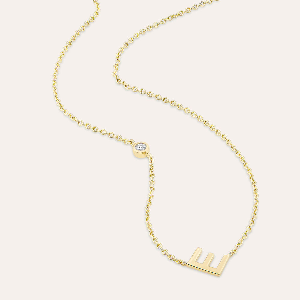 Sterling Silver Yellow Gold Plated 0.06ct Lab Grown Diamond Initial E Necklet