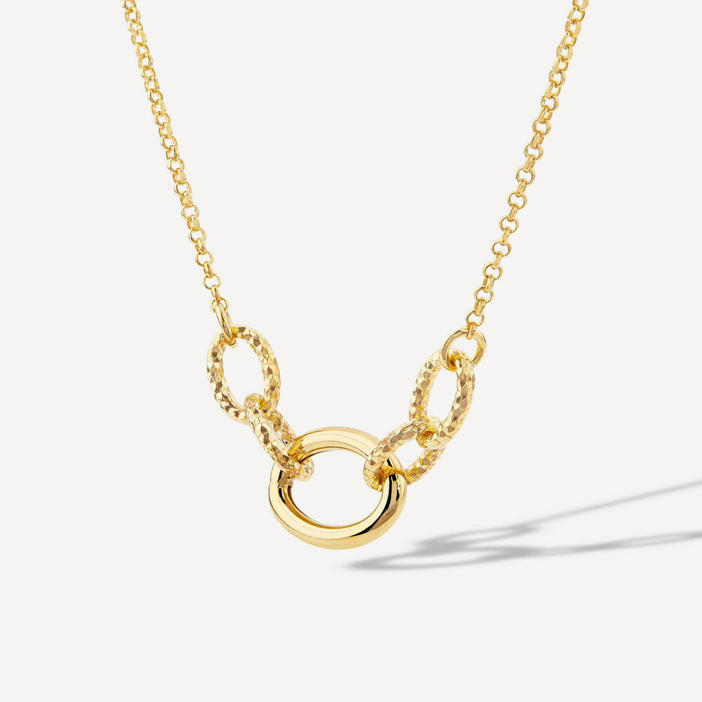 Yellow Gold Plated Sterling Silver Diamond Cut & Polished Link Necklet image number 1