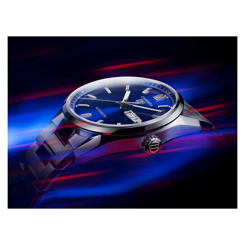 TAG Heuer Carrera Day-Date 41mm Blue Dial Stainless Steel Bracelet Watch image number 7