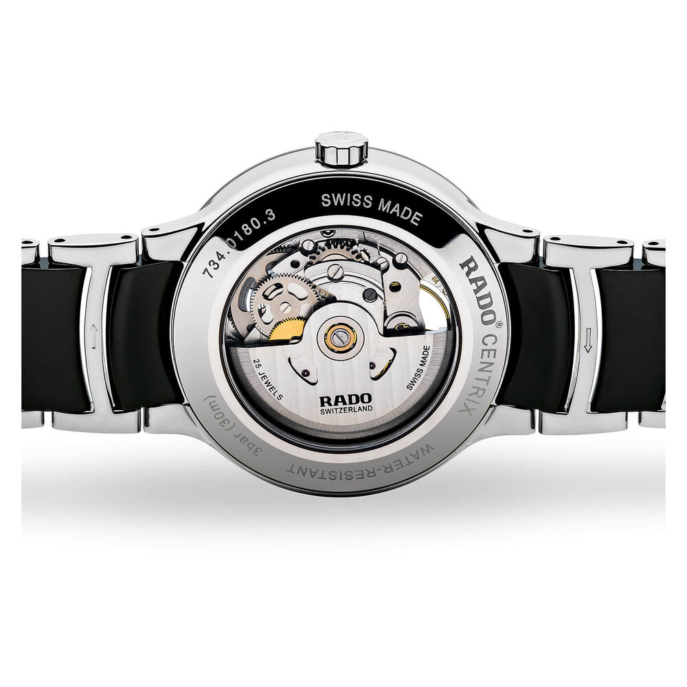 Rado Centrix Automatic Skeleton Men's Black Ceramic and Stainless Steel Watch image number 2