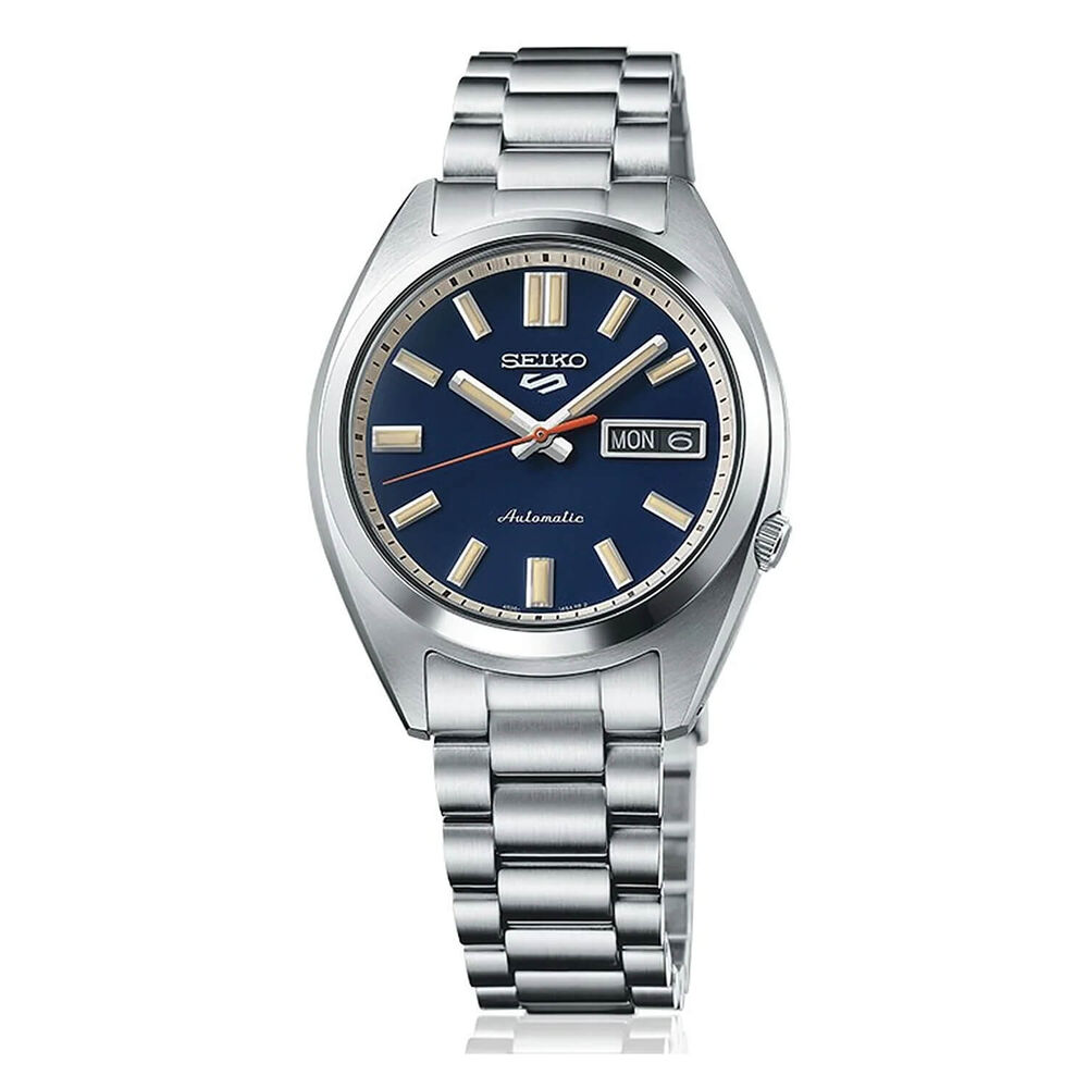 Seiko 5 Sports SNXS ReInterpretation 37mm Blue Dial Steel Bracelet Watch image number 0