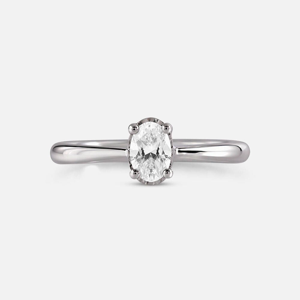 Prism 9ct White Gold 0.33ct Oval Diamond Solitaire Ring