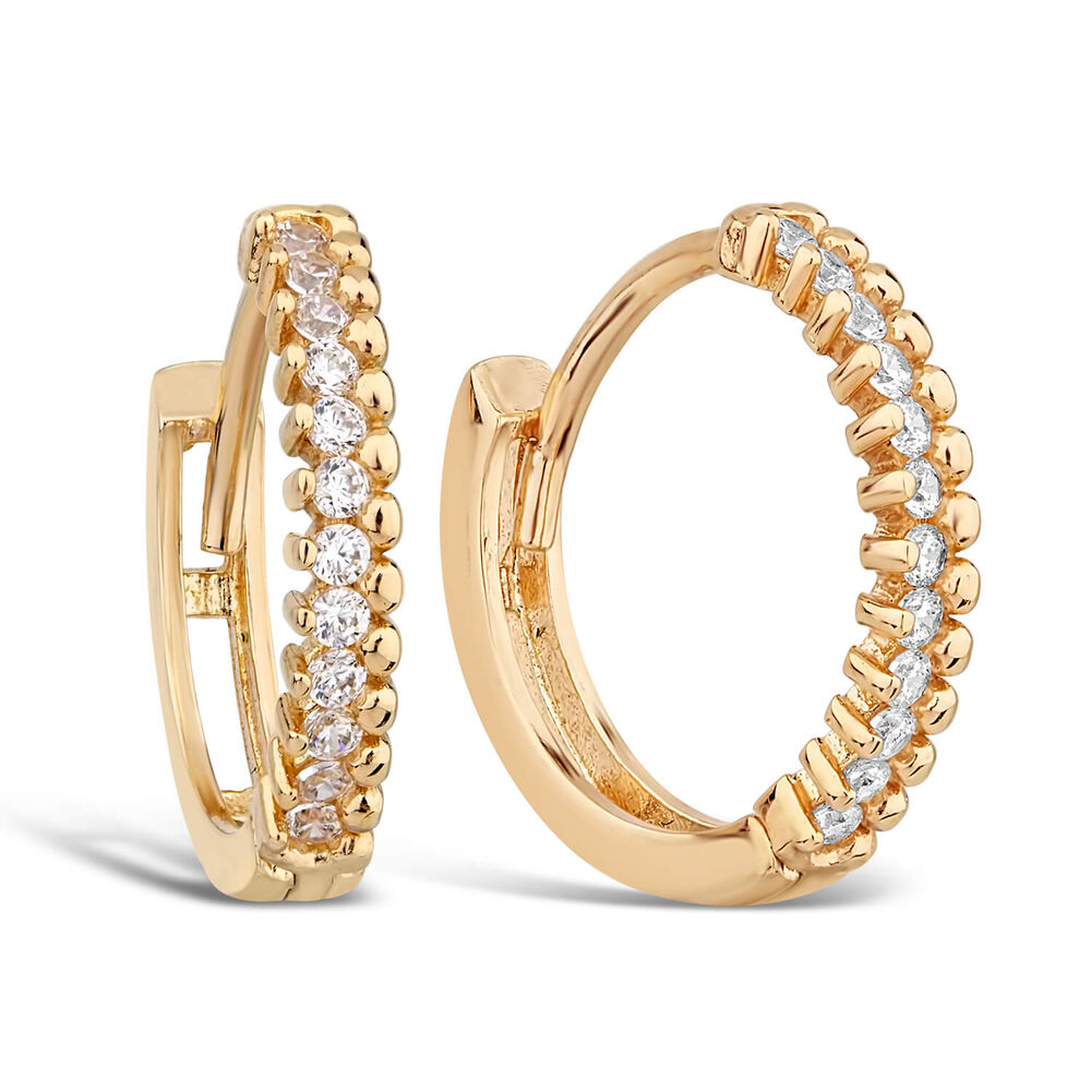 9ct Yellow Gold Cubic Zirconia Trend Hoop Earrings