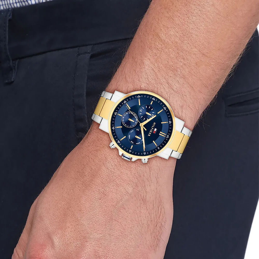 Tommy Hilfiger Tyson 43mm Blue Dial Rwo Tone Bracelet Watch image number 3